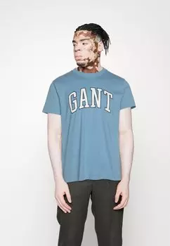 Футболка с принтом GANT, светло-синий