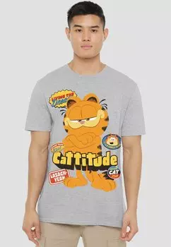 Футболка с принтом GARFIELD MOVIE CATTITUDE Cotton Soul, серый