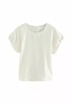 Футболка с принтом GATHERED SHORT SLEEVE TEXTURED BOXY REGULAR FIT Next, бежевый