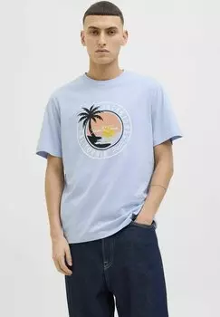 Футболка с принтом GEDRUCKT Jack & Jones, светло-голубой