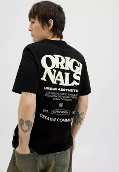 Футболка с принтом GEDRUCKT RUNDHALSAUSSCHNITT Jack & Jones, черный