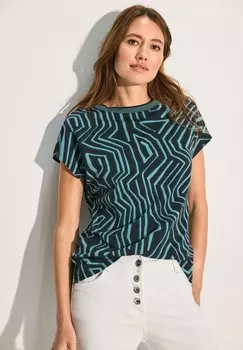 Футболка с принтом GEMUSTERTES Cecil, темно-зеленый