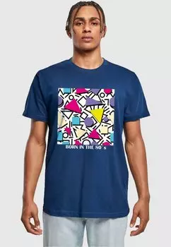 Футболка с принтом GEOMETRIC RETRO ROUND NECK Mister Tee, цвет light navy