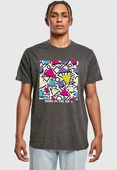 Футболка с принтом GEOMETRIC RETRO ROUND NECK Mister Tee, цвет charcoal