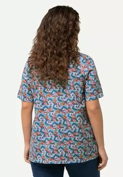 Футболка с принтом GEOMETRIC SQUARE NECK TEE Ulla Popken, мультиколор