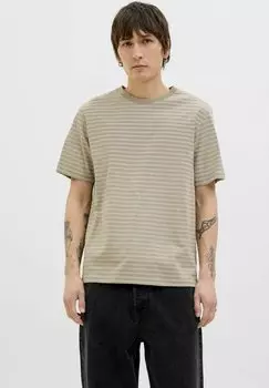 Футболка с принтом GESTREIFT Jack & Jones, цвет Silver Sage