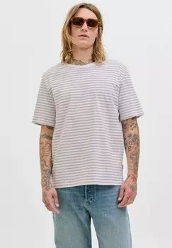 Футболка с принтом GESTREIFT Jack & Jones, слоновая кость