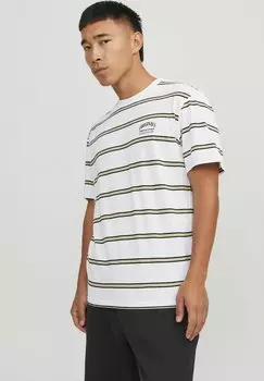 Футболка с принтом GESTREIFT RUNDHALS Jack & Jones, цвет bright white