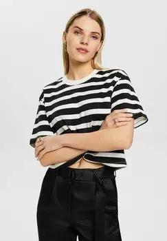 Футболка с принтом GESTREIFTES IM TWISTDESIGN Esprit, цвет black