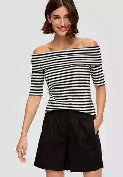 Футболка с принтом GESTREIFTES MIT CARMEN-AUSSCHNITT s.Oliver, кремовый