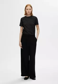 Футболка с принтом GESTREIFTES Selected Femme, черный