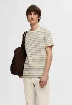 Футболка с принтом GESTREIFTES Selected Homme, темно-серый