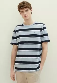 Футболка с принтом GESTREIFTES TOM TAILOR, цвет foggy blue multi bold stripe