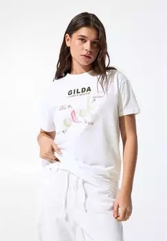 Футболка с принтом GILDA GRAPHIC PULL&BEAR, белый