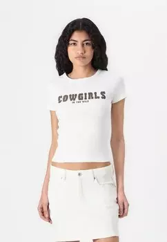 Футболка с принтом Gina Tricot, кремовый