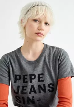 Футболка с принтом GIO Pepe Jeans, темно-серый