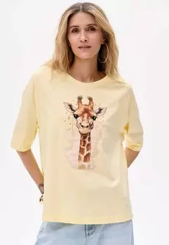 Футболка с принтом GIRAFFE blue shadow, желтый