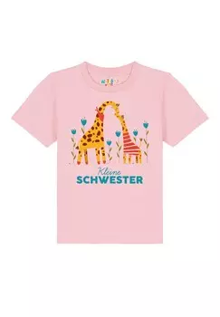 Футболка с принтом GIRAFFE KLEINE SCHWESTER watapparel, светло-розовый
