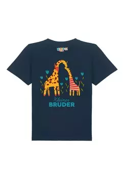 Футболка с принтом GIRAFFE KLEINER BRUDER watapparel, темно-синий
