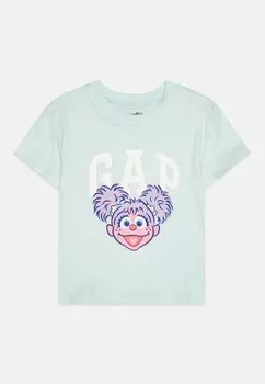 Футболка с принтом GIRL GAP, светло-голубой