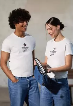 Футболка с принтом GIRL GRAPHIC UNISEX Tommy Jeans, кремовый