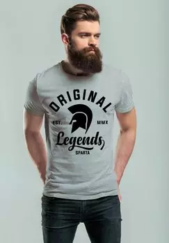 Футболка с принтом GLADIATOR SPARTA FIGHTER ORIGINAL LEGENDS STREETWEAR Neverless, цвет grau/schwarz