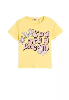 Футболка с принтом GLITTERY SHORT SLEEVE CREW NECK Koton, цвет yellow