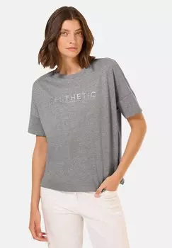 Футболка с принтом GLITZER MIT WORDING Cecil, пятнистый серый