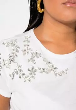 Футболка с принтом GLITZERSTEINCHEN AUF DER SCHULTER. Studio Untold, белый