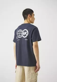Футболка с принтом GLOBAL RECYCLED TEE Michael Kors, темно-синий
