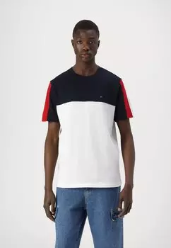 Футболка с принтом GLOBAL STRIPE COLOURBLOCK TEE Tommy Hilfiger, темно-синий