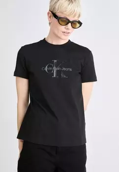 Футболка с принтом GLOSSY MONOLOGO REGULAR TEE Calvin Klein Jeans, черный