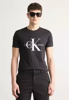 Футболка с принтом GLOSSY MONOLOGO TEE Calvin Klein Jeans, черный