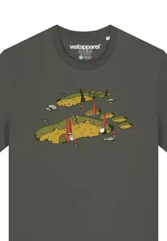 Футболка с принтом GNOME FOOT watapparel, хаки