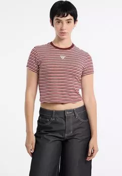 Футболка с принтом GO CORE STRIPE Guess Originals, бургундия