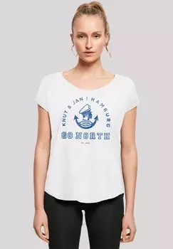 Футболка с принтом GO NORTH KNUT & JAN HAMBURG LOGO F4NT4STIC, белый