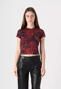 Футболка с принтом GO PRINTED TIE UP TEE Guess Originals, светло-красный