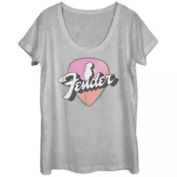 Футболка с принтом головы гитары Fender Neon Pick для подростков Licensed Character, серый