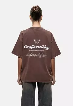 Футболка с принтом Good For Nothing, коричневый