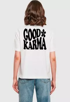 Футболка с принтом GOOD KARMA HAPPY FLOWER TEE Mister Tee, белый
