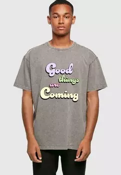 Футболка с принтом GOOD THINGS ACID WASHED HEAVY Merchcode, цвет asphalt