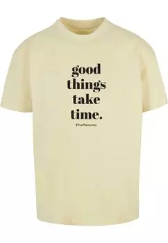 Футболка с принтом GOOD THINGS TAKE TIME HEAVY TEE Merchcode, цвет softyellow