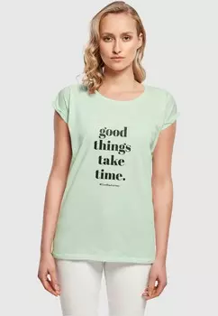 Футболка с принтом GOOD THINGS TAKE TIME Merchcode, мятный