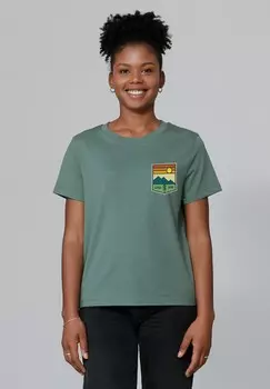 Футболка с принтом GOOD VIBE watapparel, темно-зеленый