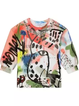 Футболка с принтом граффити Dolce & Gabbana Kids, белый