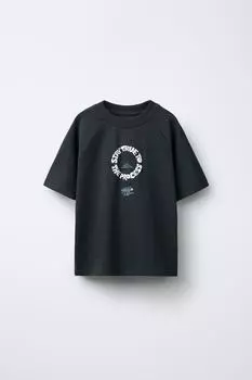 Футболка с принтом граффити ZARA, цвет Dark anthracite