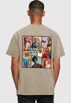 Футболка с принтом GRAND COLLAGE ACID WASHED HEAVY OVERSIZED TEE Merchcode, цвет darkkhaki