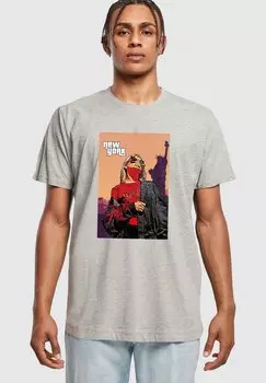Футболка с принтом GRAND NEW YORK ROUND NECK Merchcode, цвет heather grey