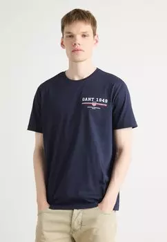 Футболка с принтом GRAPHIC GANT, темно-синий