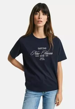 Футболка с принтом GRAPHIC GANT, темно-синий